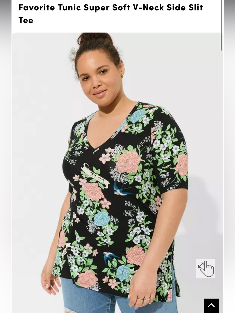 Torrid Floral Super Soft V-Neck Tee